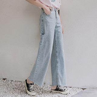 High-waist Cutout Straight-fit Jeans