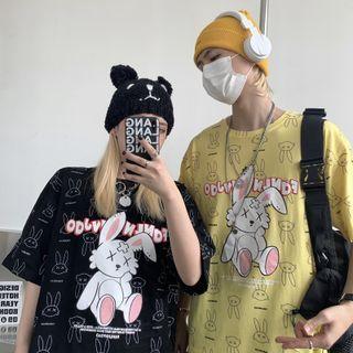 Short-sleeve Cartoon Rabbit T-shirt