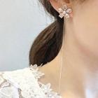 925 Sterling Silver Cz Fringed Stud Earring 1 Pair - One Size