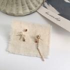 Non-matching Alloy Bow & Bar Dangle Earring Silver Needle - Set Of 3 - One Size