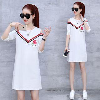 Cutout-shoulder T-shirt Dress