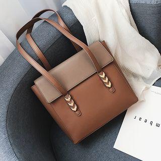 Faux Leather Flap Tote Bag