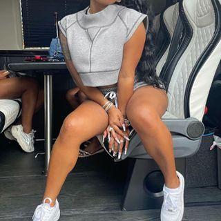 Set: Sleeveless Crop Top + Sweatshorts