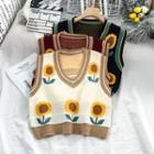 Floral Embroidery Knit Vest