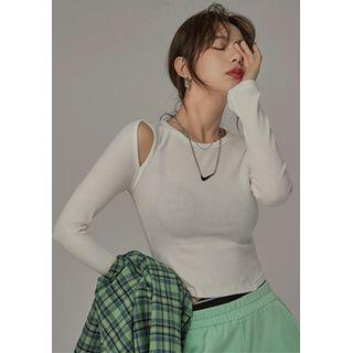 Cutaway-armhole Ribbed Top