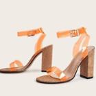 Chunky Heel Buckled Pvc Strap Sandals