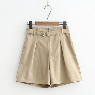 Belted Plain Basic Shorts