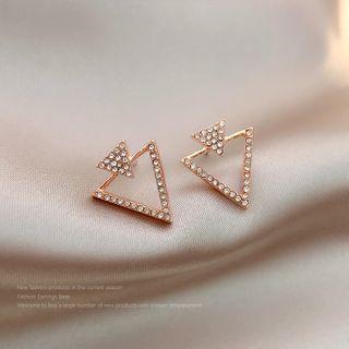 Triangular Ear Stud 1 Pair - Rose Gold - One Size