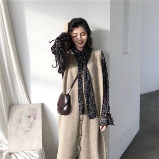 Long-sleeve Vest / Long-sleeve Midi Dress / Set
