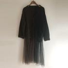 Mesh Panel Chunky Knit Jacket As Shown In Figure - One Size