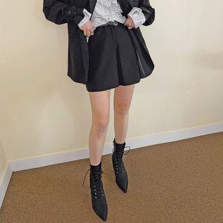 Plain A-line Miniskirt With Belt