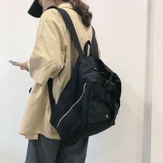 Plain Canvas Buckled Backpack