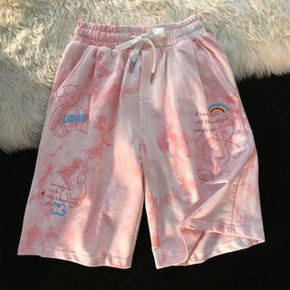 Bear Print Tie-dyed Shorts