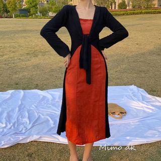 Strappy Midi Sheath Dress / Light Jacket / Set