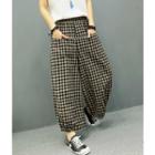 Plaid Wide-leg Linen Pants