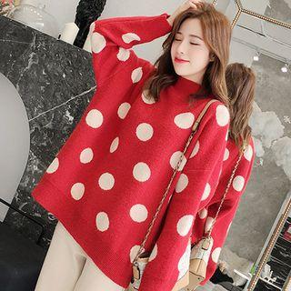 Mock Neck Polka Dot Sweater
