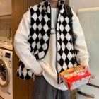 Turtleneck Two Tone Argyle Lambswool Vest
