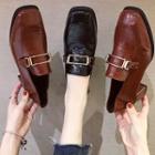 Block Heel Buckled Patent Loafers