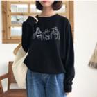 Printed Round-neck Long-sleeve Sweater