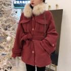 Detachable Furry Collar Buttoned Jacket