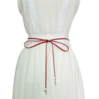 Leaf Faux Leather Studded String Belt