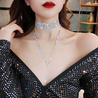 Rhinestone Choker Necklace As Shown In Figure - One Size