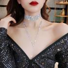 Rhinestone Choker Necklace As Shown In Figure - One Size