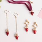 Faux Pearl Strawberry Drop Earring / Clip-on Earring / Choker