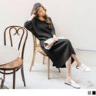 3/4 Sleeve Pleated A-line Dress
