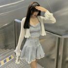 Lace Trim Camisole Top / Mini A-line Skirt / Cardigan