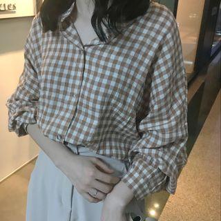 Check Blouse / Midi A-line Skirt