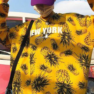 Couple Matching Mock-neck Pineapple Print Pullover