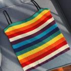 Striped Rib Knit Camisole Top Stripe - Multicolour - One Size
