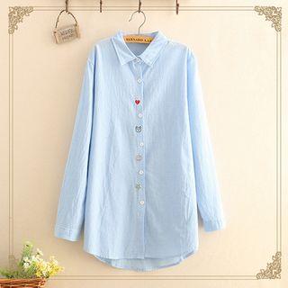 Embroidered Checked Long-sleeve Shirt