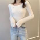 High-waist Cropped Sweater White - One Size
