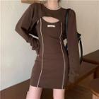 Set: Applique Stappy Mini Dress + Long-sleeve Cropped Top