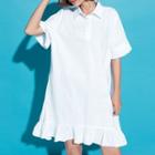 Ruffle Hem Short-sleeve Shirt Dress