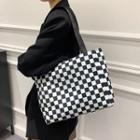Checkerboard Canvas Tote Bag Black & White - One Size