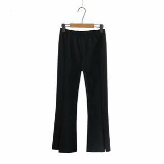 Plus Size Plain Split Boot-cut Pants