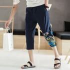 Patterned Panel Capri Pants