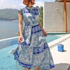 Crystal-pleat Long Boho Dress