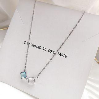 Square Necklace Blue & White - One Size
