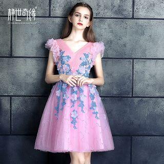 Floral V-neck Cocktail Dress