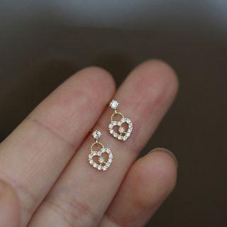 Lock Rhinestone Sterling Silver Dangle Earring