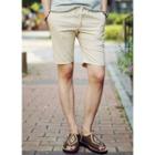 Drawstring Linen Blend Shorts