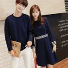 Couple Matching Plain Pullover / Long-sleeve A-line Dress