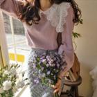Lace-collar Brushed Fleece Top
