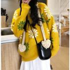 Floral Print Sweater Yellow - One Size