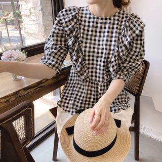 Frilled-detail Gingham Top