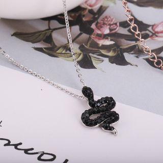 Rhinestone Snake Pendant Necklace
